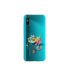 Redmi 9A ile Uyumlu Splash Bukalemun Tasarımlı Şeffaf Silikon Kılıf