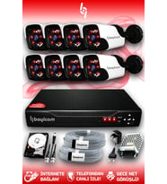 BAYICAM 8 Kameralı Panda 8 Dış Kamera Set 100 GB HDD Full HD Gece Görüşlü Güvenlik Kamerası Sistemi