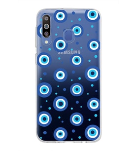 PrintiFy Samsung Galaxy M30 ile Uyumlu 1mm Slim Fit Nazar Boncuğu 1 Baskılı Şeffaf  Kılıf