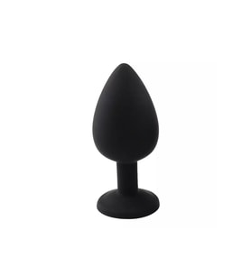 Elmas Taşlı Silikon Kaplı  Plug L Büyük Boy 9 cm Siyah