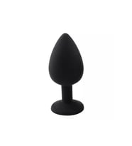 Elmas Taşlı Silikon Kaplı  Plug L Büyük Boy 9 cm Siyah