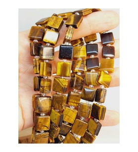 Kaplan Gözü Taşı Yandan Oyuklu Kare Kesim 10x10mm YARIM Dizi (49564) (18cm uzunluğundadır)
