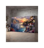 Kanvas Tablo Dağ Eteklerinde Beyaz Evler Dekoratif Kanvas Tablo 50 X 70