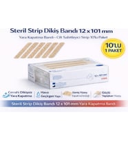 Steril Strip Dikiş Bandı 12 x 101 mm Yara Kapatma Bandı Cilt Sabitleyici Strip 10’lu Paket