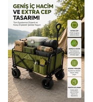 Geniş İç Hacimli Fren Sistemli Katlanabilir Kamp ve Piknik Arabası