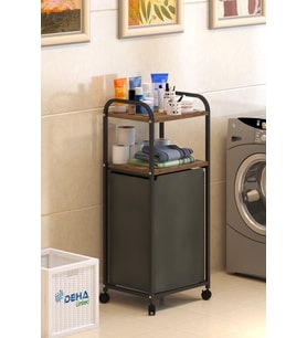 Pratik Çamaşır Sepeti, 2 Raflı, Frenli, Banyo Düzenleyici, Çamaşırlık