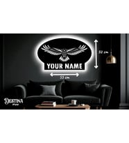 Destina Ahşap Kartal Temalı Kişiselleştirilebilir Led Tablo 32cm*55cm (Beyaz)