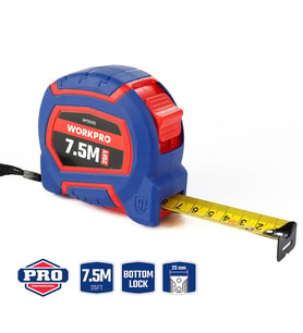 WORKPRO WP261010 7,5Mx25mm/25Ft. Naylon Kaplama Sarı Çelik Şerit Metre