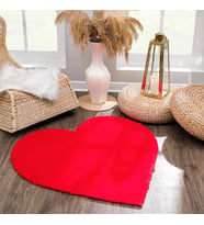 Aylem Home Kalp Peluş Post Halı Kaymaz Taban Yolluk Kırmızı
