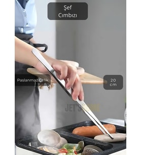 Düz Uçlu Şef Cımbızı Paslanmaz Dekor Cımbızı Çelik Mutfak Cımbızı Maşa 20 cm