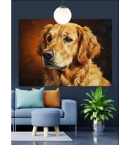 Golden Köpek Portresi Dekoratif Kanvas - Mdf Ahşap Tablo