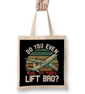 Funny Do You Even Lift Bro Airplane Pilot Flying Bez Çanta Uzun Saplı