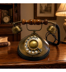 Vintage Dekoratif Telefon – Antik Görünümlü Ahşap Detaylı Retro Masa Telefonu