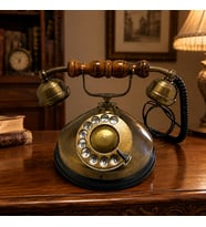 Vintage Dekoratif Telefon – Antik Görünümlü Ahşap Detaylı Retro Masa Telefonu