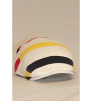 Erkek Çizgili Kasket Şapka  Retro Newsboy Cap - bayşapkacı-8281 (Beyaz)