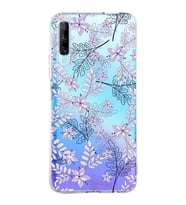 Huawei P Smart Pro Uyumlu Kapak Floral Lila Tasarımlı Şeffaf Silikon Kılıf