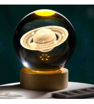 Wolawood Kristal Cam Kar Küresi 3D Işıklı LED Lamba USB Kablolu Ahşap Standlı Özel Gün Işığı Dekoratif Hediyelik Konsept Masaüstü Aksesuar Şık Zarif Süs Biblo Dekor Top Özel Üretim Premium Ay Küre Seti