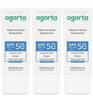 Agarta Yaşlanma Karşıtı Collagen Destekli Spf+50 Faktör Yüz Güneş Kremi 50 ML (3 Lü Set)