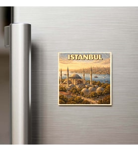 İstanbul Şehri (Ayasofya Gün Doğumu) - Pop-Art Travel - 9x9 cm Buzdolap Magneti