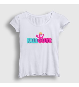 Presmono Kadın Beyaz Logo V2 Oyun Fall Guys T-Shirt 361191tt