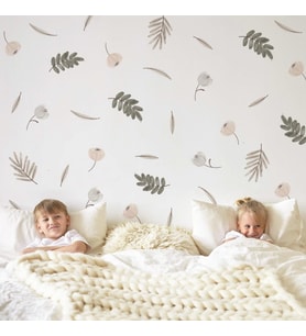 Çayır Çiçek Boho Pastel Çiçekli  Duvar Çıkartmaları, Duvar Çıkartmaları (Karışık)
