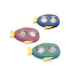 10230-ALLY PAWS YÜZGEÇLİ İKİLİ MAMA KABI 2X150ML