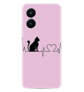 Vivo Y22S Kılıf Resimli Desenli Baskılı Silikon Pink Cat Heart 1303