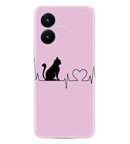 Vivo Y22S Kılıf Resimli Desenli Baskılı Silikon Pink Cat Heart 1303