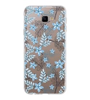 Samsung Galaxy J4 Core Kapak Floral Mavi Tasarımlı Şeffaf Silikon Kılıf