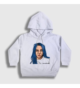 Presmono Unisex Çocuk Beyaz Party's Over Billie Eilish Kapüşonlu Sweatshirt 154628tt