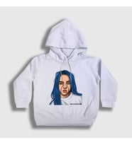 Presmono Unisex Çocuk Beyaz Party's Over Billie Eilish Kapüşonlu Sweatshirt 154628tt
