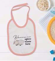 BK Kids Kişiye Özel Pembe Bebek Mama Önlüğü - Model 90