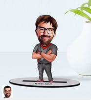 BK Gift Kişiye Özel Erkek Antrenör Karikatürlü Ahşap Biblo Model 2