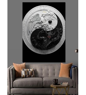 Yin Yang Denge Sembolü Dekoratif Kanvas - Mdf Ahşap Tablo