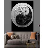 Yin Yang Denge Sembolü Dekoratif Kanvas - Mdf Ahşap Tablo