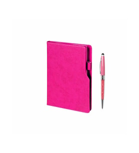 Termo Deri Kemerli Defter Kalem Seti (Pembe)