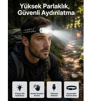 Yüksek Işıklı Şarjlı ve Sensörlü LED Kafa Lambası Kamp Lambası