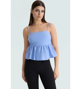 Rahat ve Şık Dacron Crop Bluz Günlük Kombinler İçin Görünüm Mükemmel Uyum Trend Tasarım (Mavi)