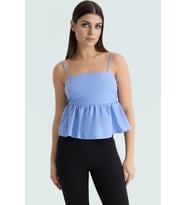 Rahat ve Şık Dacron Crop Bluz Günlük Kombinler İçin Görünüm Mükemmel Uyum Trend Tasarım (Mavi)