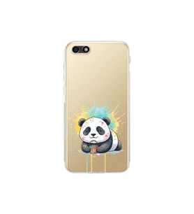 Huawei Y5 2018 ile Uyumlu Splash Panda Tasarımlı Şeffaf Silikon Kılıf
