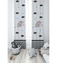 MEKTA HOME BEBEK VE ÇOCUK ODASI Fil ve Tavşan Desenli 2 Kanat Fon Perde