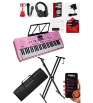 Midex PS-1800PK-SET 61 Tuşlu Kaliteli Pembe Org Dijital Ekran Stand Kulaklık Çanta Notalık Adaptör Sticker Metod