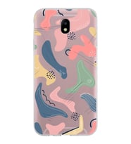 Samsung Galaxy J7 Pro Kapak Abstract Tasarımlı Şeffaf Silikon Kılıf