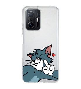 Redmi Mi 11T/Mi 11T Pro Uyumlu Tom ve Jerry Öpücük Desenli Şeffaf Telefon Kılıfı