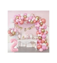 2 Yaş Lüks Pembe Rose Gold Pembe Folyo Balon Doğum Günü Parti Seti Süsü