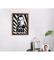 BK Gift Kişiye Özel Godfather Baba Silüet Tasarımlı Doğal Masif Ahşap Çerçeveli Tablo 45x65cm-1