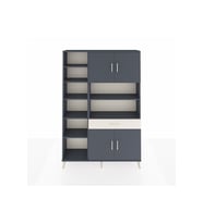 Arges Dolap 10 Raflı Tek Çekmeceli 4 Kapaklı 132x30x195 Antrasit-Antrasit/Aytaşı