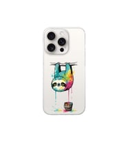 iPhone 15 Pro Max ile Uyumlu Splash Tembel Hayvan Tasarımlı Şeffaf Silikon Kılıf