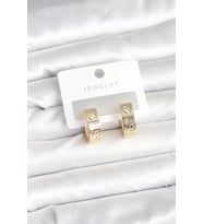 Pirinç Gold Renk Zirkon Taşlı Halka Kadın Küpe - TJ-BKP11380