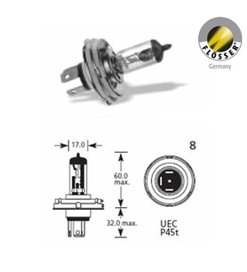 Flösher H4 Halojen Far Ampülü 12 Volt 60/55 Watt